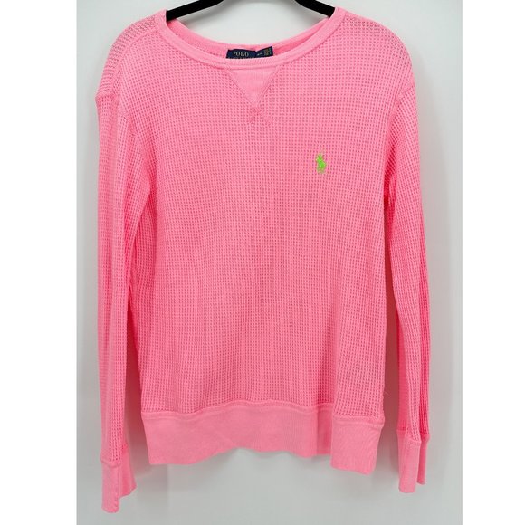 Polo by Ralph Lauren Pink Long Sleeve Waffle Knit Top - Picture 1 of 7